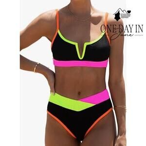 Hytensun V Wire Ribbed Bikini Swimsuit Size L